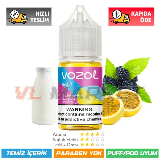 Vozol Likit Salt Blackberry Passion Fruit Milk 30ml